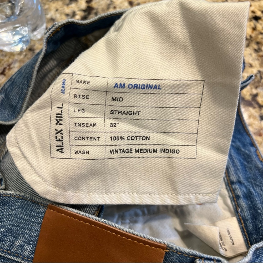 NEW Alex Mill AM Original 5 Pocket Mid Rise Straight Vintage Medium Indigo 30 - Picture 9 of 9